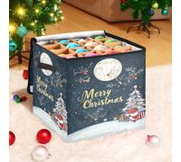 Ewusp Boîte de rangement pour boules de Noël avec fermeture éclair et séparateurs réglables - Peut contenir 64 décorations de Noël