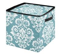 Ewusp Boîte de rangement pour boules de Noël avec fermeture éclair et séparateurs réglables - Vert baroque - Peut contenir 64 décorations de vacances