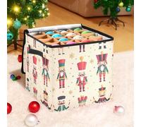 Ewusp Boîte de rangement pour boules de Noël Casse-noisette avec fermeture éclair et séparateurs réglables - Peut contenir 64 décorations de vacances