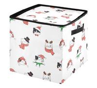 Ewusp Boîte de rangement pour boules de Noël Happy Cats avec fermeture éclair et séparateurs réglables - Peut contenir 64 décorations de vacances