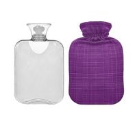 Ewusp Bouillotte à motif violet avec housse, 1 L pour soulager les douleurs au cou, aux épaules, crampes menstruelles, chauffe-mains et pieds, compression chaude et thérapie par le froid