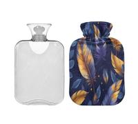 Ewusp Bouillotte en plumes avec housse, sac d'eau chaude de 2 L pour soulager les douleurs au cou, aux épaules, crampes menstruelles, chauffe-mains et pieds, compression chaude et thérapie par le