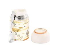 Ewusp Bouteille alimentaire en forme de cactus pour adultes - 500 ml - En acier inoxydable - Double paroi - Isotherme sous vide - Avec cuillère pliable - Sans BPA - Anti-fuite