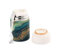Ewusp Bouteille alimentaire en marbre abstrait pour adultes - 500 ml - En acier inoxydable - Double paroi - Isotherme sous vide - Avec cuillère pliable - Sans BPA - Anti-fuite