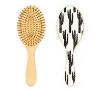 Ewusp Brosse à cheveux démêlante noire à motif cactus pour homme et femme, antistatique, démêlante, brosse à cheveux humides et secs pour cheveux bouclés, épais, ondulés et fins