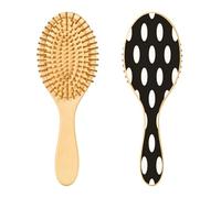 Ewusp Brosse à cheveux démêlante noire et blanche à pois pour homme et femme - Antistatique et démêlante - Brosse à cheveux humides et secs pour cheveux bouclés, épais, ondulés et fins
