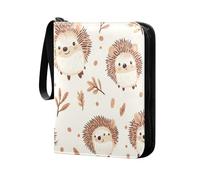 Ewusp Classeur pour cartes à collectionner 4 poches, 400 poches, joli hérisson, avec 50 pochettes amovibles en cuir synthétique avec fermeture éclair