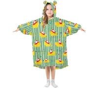 Ewusp Couverture à capuche en flanelle avec poche pour enfants Motif Père Noël mignon, a, L