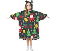 Ewusp Couverture à capuche en flanelle avec poche pour enfants Motif Père Noël mignon, a, L