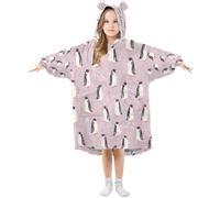 Ewusp Couverture à capuche en flanelle avec poche pour enfants Motif pingouins mignons, a, L
