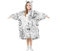 Ewusp Couverture à capuche portable à imprimé vélo pour enfants surdimensionnée en flanelle avec poche, a, M