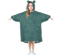 Ewusp Couverture à capuche portable de couleur verte pour enfants surdimensionnée en flanelle avec poche, a, M