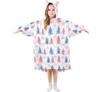 Ewusp Couverture à capuche portable en flanelle avec poche Motif sapin de Noël pour enfants, a, L
