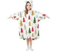Ewusp Couverture à capuche portable en flanelle avec poche Motif sapin de Noël pour enfants, a, L