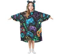 Ewusp Couverture à capuche portable en flanelle avec poche pour enfants, a, S