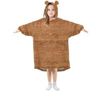 Ewusp Couverture à capuche portable en flanelle avec poche pour enfants - Imprimé bois, a, S