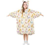 Ewusp Couverture à capuche portable en flanelle avec poche pour enfants Motif nain mignon, a, L