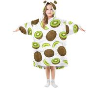 Ewusp Couverture à capuche portable en flanelle avec poche pour enfants Vert kiwi, a, L