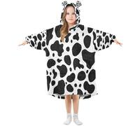 Ewusp Couverture à capuche pour enfants avec imprimé vache mignonne surdimensionnée en flanelle avec poche, a, M