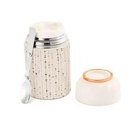 Ewusp Dots and Lines Bouteille alimentaire pour adultes 500 ml en acier inoxydable à double paroi isotherme sous vide avec cuillère pliable sans BPA étanche récipient à soupe