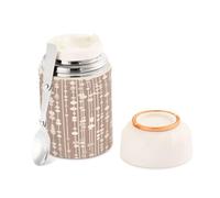 Ewusp Dots and Lines Bouteille alimentaire pour adultes 500 ml en acier inoxydable à double paroi isotherme sous vide avec cuillère pliable sans BPA étanche récipient à soupe