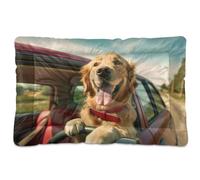 Ewusp Funny Golden Retriever Lit apaisant pour chien de petite, moyenne et grande taille - Matelas lavable doux et confortable avec fond antidérapant - 60 x 46 x 4,5 cm