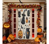 Ewusp Halloween Boo Cat Door Cove Halloween Door Decorations Holiday Backdrop Banner for Indoor Outdoor Home Decor 82 x 205 cm