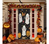 Ewusp Halloween Boo Door Cove Halloween Door Decorations Holiday Backdrop Banner for Indoor Outdoor Home Decor 82 x 205 cm