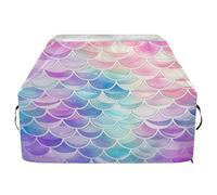 Ewusp Housse de barbecue à motif écailles de sirène arc-en-ciel pour extérieur - Housse universelle très résistante et imperméable avec sangles réglables - Résistante à la décoloration et aux UV