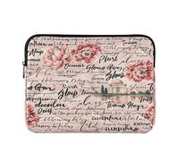 Ewusp Housse de protection imperméable et résistante aux chocs pour ordinateur portable de 16" avec motif de lettres et fleurs, 40 x 30 x 2 cm