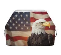 Ewusp Housse de protection universelle pour barbecue à gaz avec sangles réglables, résistante à la décoloration et aux UV Motif drapeau américain Falcon