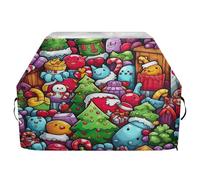 Ewusp Housse de protection universelle pour barbecue à gaz avec sangles réglables, résistante à la décoloration et aux UV Motif Noël coloré