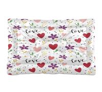 Ewusp Lit apaisant à cinq pétales pour chien de petite, moyenne et grande taille - Motif fleurs et cœurs - Lavable - Doux et confortable - Avec fond antidérapant - 91 x 60 x 6 cm