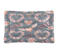 Ewusp Lit apaisant en forme de couronne de cœur pour chiens de petite, moyenne et grande taille - Lavable - Doux et confortable - Avec fond antidérapant - 91 x 60 x 6 cm