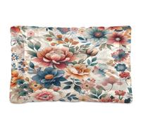 Ewusp Lit apaisant pour chien de petite, moyenne et grande taille - Lavable - Motif pivoine - Doux et confortable - Avec fond antidérapant - 60 x 46 x 4,5 cm