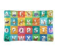 Ewusp Lit apaisant pour chien de petite, moyenne et grande taille - Motif animaux de l'alphabet - Lavable - Doux et confortable - Avec fond antidérapant - 91 x 60 x 6 cm