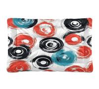 Ewusp Lit apaisant pour chien de petite, moyenne et grande taille - Motif cercles colorés - Lavable - Doux et confortable - Avec fond antidérapant - 91 x 60 x 6 cm