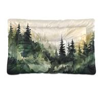 Ewusp Lit apaisant pour chien de petite, moyenne et grande taille - Motif forêt aquarelle - Lavable - Doux et confortable - Avec fond antidérapant - 91 x 60 x 6 cm