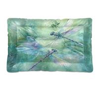 Ewusp Lit apaisant pour chien de petite, moyenne et grande taille - Motif libellules à l'aquarelle - Lavable - Doux et confortable - Avec fond antidérapant - 91 x 60 x 6 cm