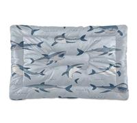 Ewusp Lit apaisant pour chien de petite, moyenne et grande taille Motif requins mignons de dessin animé - Matelas lavable doux et confortable avec fond antidérapant - 60 x 46 x 4,5 cm