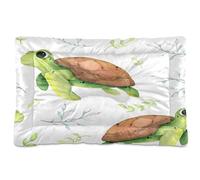 Ewusp Lit apaisant pour chien de petite, moyenne et grande taille - Motif tortue de dessin animé - Matelas lavable doux et confortable avec fond antidérapant - 91 x 60 x 6 cm