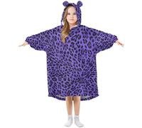 Ewusp Magnifique couverture à capuche portable à imprimé léopard pour enfants surdimensionnée en flanelle avec poche, a, L