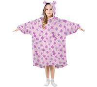 Ewusp Magnifique couverture à capuche portable en flanelle avec poche Motif flocons de neige de Noël pour enfants, a, L