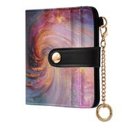Ewusp Milky Way - Portefeuille compact à deux volets pour femme en cuir synthétique avec blocage RFID, poche zippée pour pièces de monnaie et fenêtre pour carte d'identité