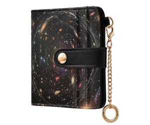 Ewusp Milky Way - Portefeuille compact à deux volets pour femme en cuir synthétique avec blocage RFID, poche zippée pour pièces de monnaie et fenêtre pour carte d'identité