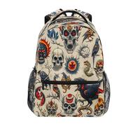 Ewusp Old School Tattoo Sac à dos de voyage pour homme et femme Sac à dos léger pour ordinateur portable d'affaires Sac à bandoulière décontracté