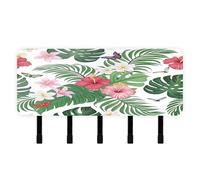 Ewusp Porte-clés mural en forme de fleur d'hibiscus avec organiseur de courrier et 6 crochets auto-adhésifs à suspendre pour cuisine, couloir ou porte, décoration d'intérieur