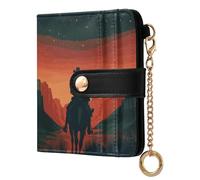 Ewusp Portefeuille Western Cowboy pour femme en cuir synthétique avec blocage RFID, portefeuille compact à deux volets avec poche zippée pour pièces de monnaie et fenêtre pour carte d'identité