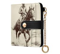 Ewusp Portefeuille Western Cowboy pour femme en cuir synthétique avec blocage RFID, portefeuille compact à deux volets avec poche zippée pour pièces de monnaie et fenêtre pour carte d'identité