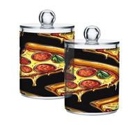 Ewusp Qtip Lot de 2 pots d'apothicaire en plastique transparent avec couvercle pour cotons-tiges, salle de bain, maquillage